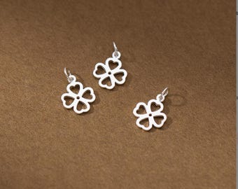 Sterling Silver Clover Charm 925 Silver Clover Pendant 8mm