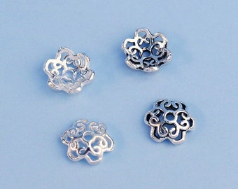 925 Sterling Silber Kappe Blume Perlenkappe 8mm Silber Finden