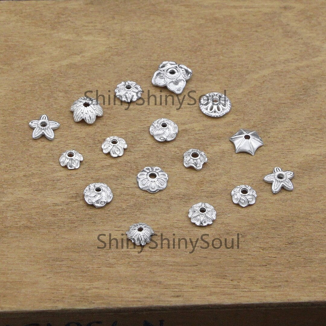 5pcs Sterling Silver Bead Cap Jewelry Making Shiny Silver End Etsy
