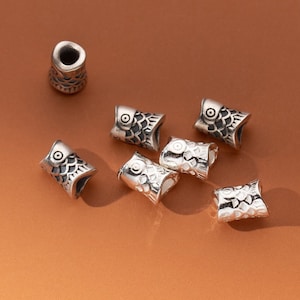 925 Sterling Silver Fish Bead Silver Fish Spacer 6mm Silver Fish Tube