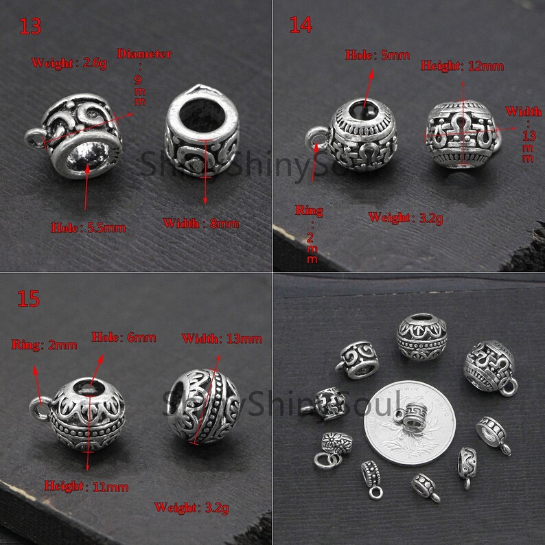 Sterling Silver Bead With Loop Dangle Bead Charm Holder Bulk Etsy