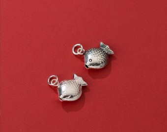 925 Sterling Silver Fish Charm 13mm Silver Fish Pendentif Mini Fish Finding