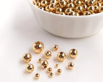 100pcs 14K Gold Filled Round Bead Gold Filled Brass Spacer Gold Filled Ball Beads