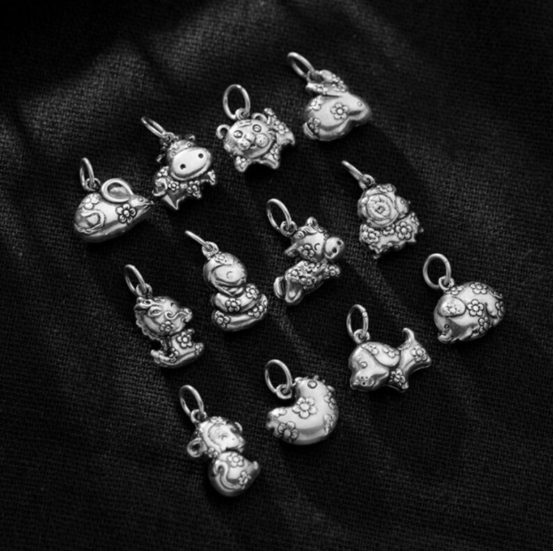 925 Sterling Silver 12 Animal Signs Charm Silver Animal Etsy