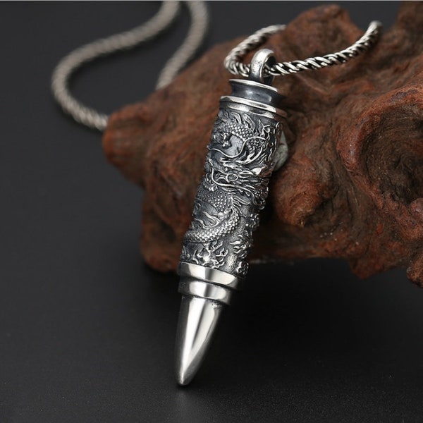 925 Sterling Silver Pendants Silver Bullet Pendant Dragon Bullet Pendants