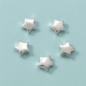 Sterling Silver Star Beads 7mm Star Spacer Silver Beads Star Finding