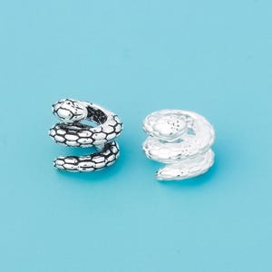 925 Sterling Silver Snake Bead Silver Snake Charm 7mm Snake Loose Bead