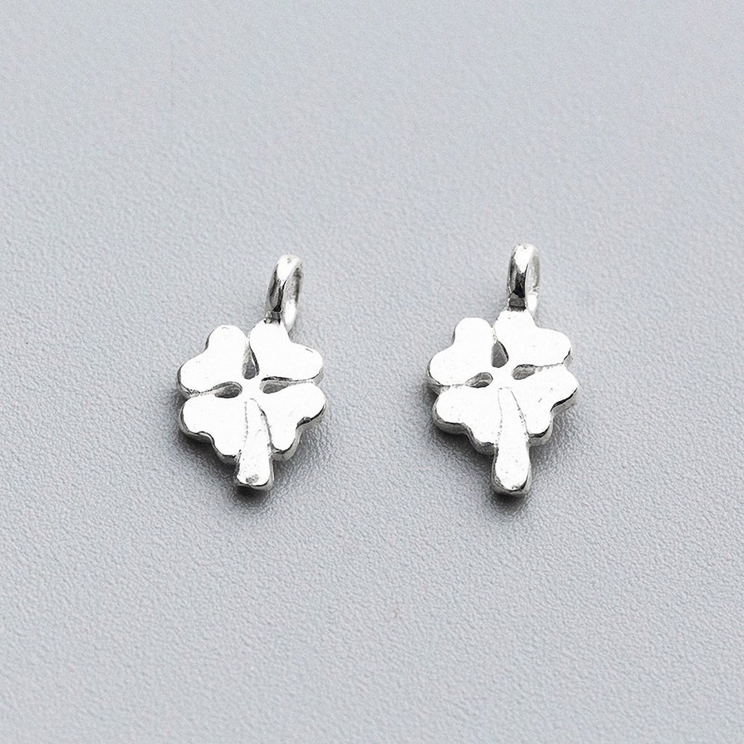 Sterling Silver Solid Clover Charm Bright Silver Charm - Etsy