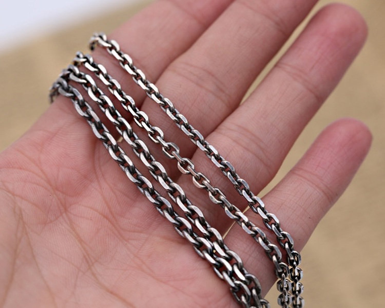 925 Sterling Silver Chain Square Curb Silver Chain Silver Etsy