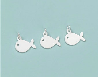 Charme de poisson en argent sterling 925 10 mm pendentif petit poisson en argent charme de baleine découverte de poisson