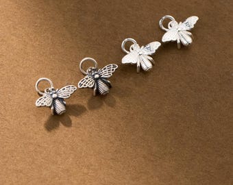 Sterling Silver Bee Charm 925 Silver Bee Pendant 11mm