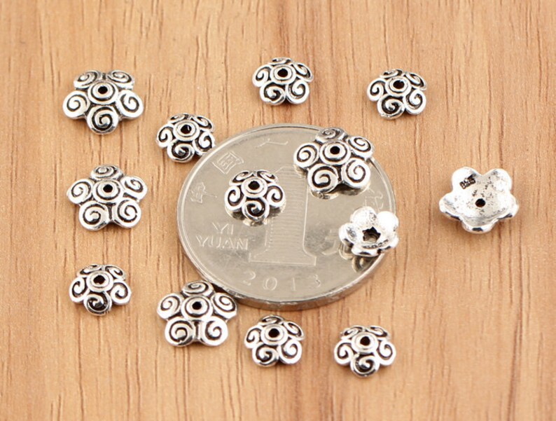 10pcs 925 sterling silver bead caps sterling silver findings Etsy