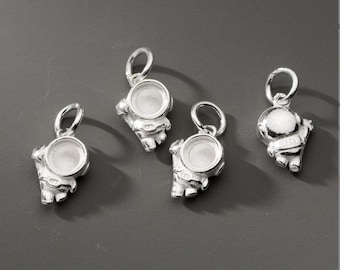 30個/ロット シルバートーン 宇宙飛行士 宇宙人 チャームペンダント