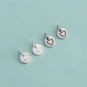 Sterling Silver Heart Charm 8mm Love Heart Tag Tiny Heart Pendant 925 Silver Charm