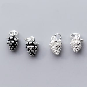 7mm 925 Sterling Silver Pine Nut Charm Antique Silver Charm Tiny Pine Nut Pendant