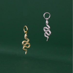 Sterling Silver Snake Charm 925 Silver Snake Silver Serpent Charm Silver Snake Pendant Gold Snake