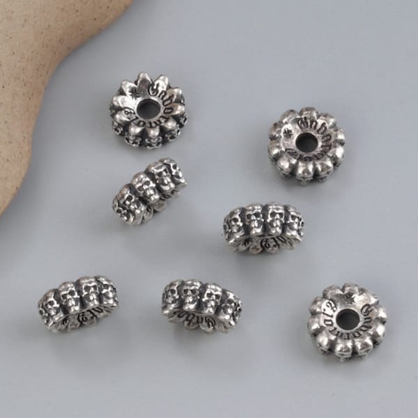 925 Sterling Silver Skull Bead Silver Skull Spacer 10mm Silver Skull Ring Bead