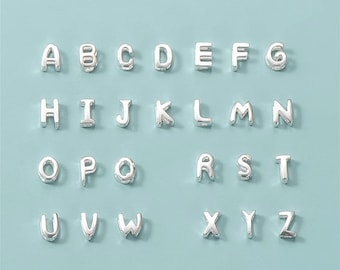 Sterling Silver Letter Bead Spacer Character Bead 925 Silver Alphabet A-Z Name Bead