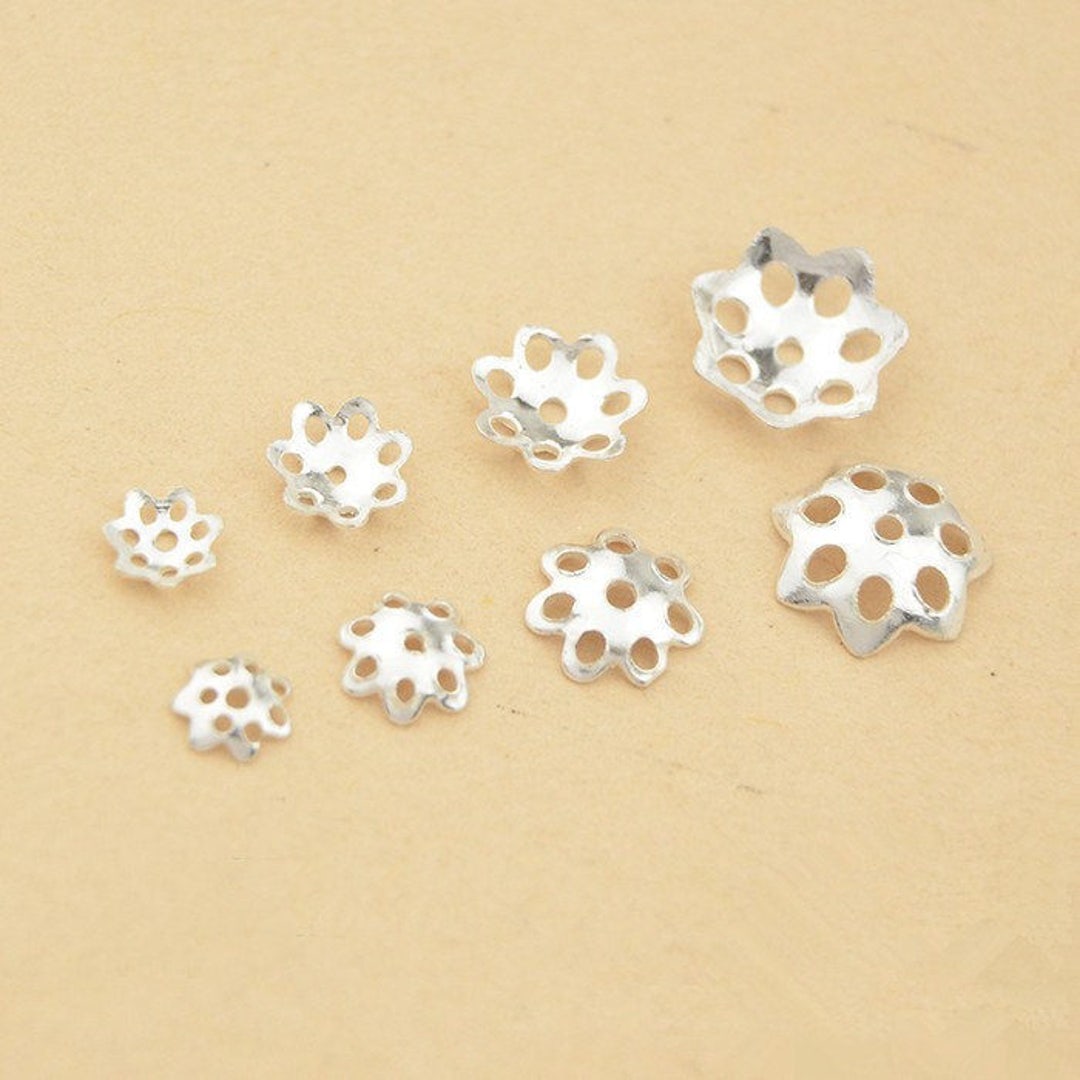 10pcs 925 Sterling Silver Bead Caps, Sterling Silver Findings, Antique ...