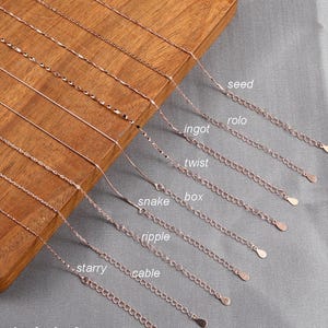 16&quot;  Rose Gold Plated Chain Sterling Silver Necklace Cable Chain Rolo Chain 40+5cm