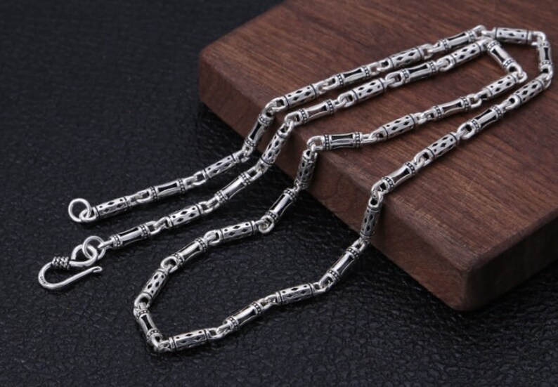 925 Sterling Silver Box Chain Necklace 4mm Silver Tube Bead Etsy
