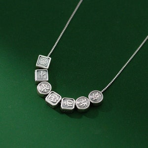 Sterling Silver Mahjong Bead 7pcs Mahjong Spacer Mahjong Charm 1 Set