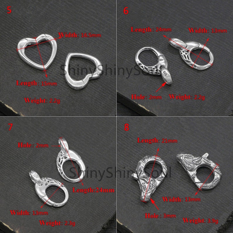 Bracelet Clasp Big Clasp Necklace Clasp Lobster Clasps Dragon Fish Snake Skull Flower Sterling Silver Clasp Animal Clasp Large Clasp
