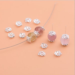 5pcs 925 Sterling Silver Bead Cap 6mm Flower Cap Pear Cap Silver Petal Cap Rose Cap