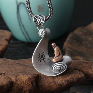 925 sterlingzilveren Boeddha-hanger Zen-hanger Vrede Energie Bodhidharma-hanger