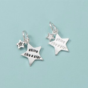 Sterling Silver Star Charm 11mm Star Pendant Silver Star Tag