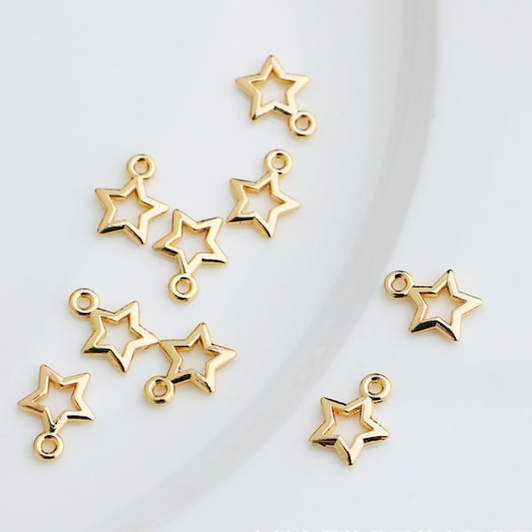 10pcs 14K Gold Plated Star Charm Tiny Star Pendant Gold Plated Pendant