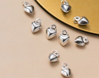 Herzanhänger aus Sterlingsilber, 6 mm, kleines, pralles Herz – Schmuckherstellung