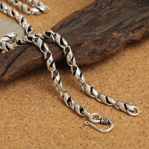 925 Sterling Silver Chain Twist Rope Necklace 5mm Antique - Etsy