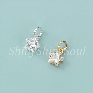 Sterling Silver Star Charm Crystal Star 6mm Zircon Star Pendant Earring Charm