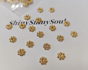 100pcs 14K Gold Filled Spacer Gold Filled Snowflake Spacer Brass Gold Filled Beads