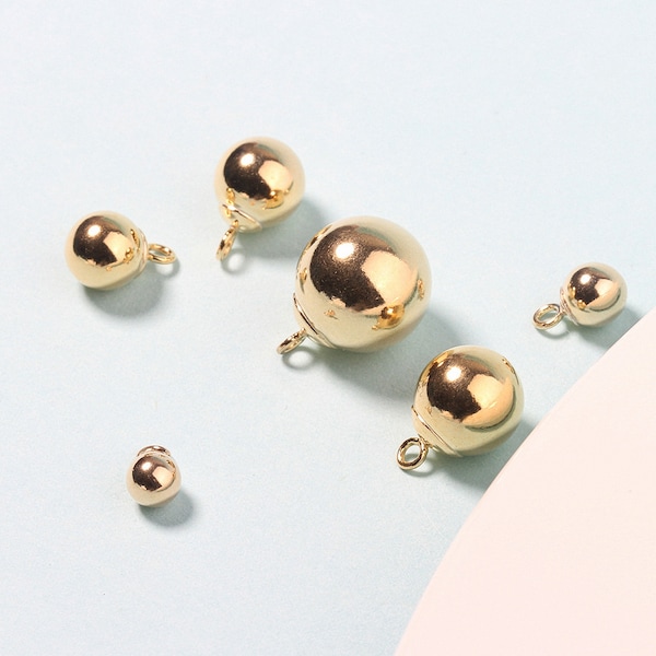 14K Gold Filled Bead Charm Silver Gold Filled Sphere Charm 4-10mm Ball Bead Charm