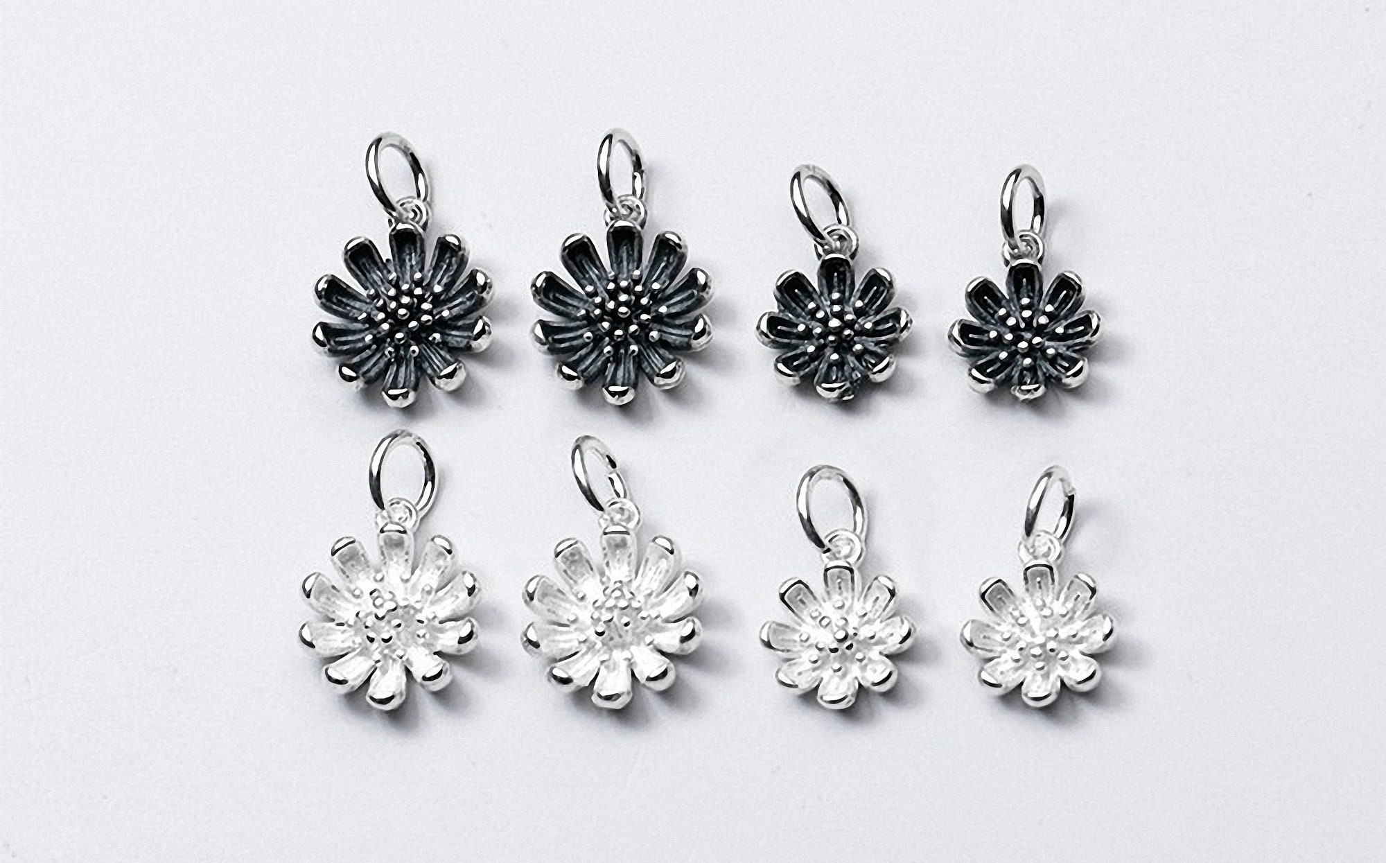 Sterling Silver Daisy Charm Flower Charm Daisy Pendant Earring Etsy