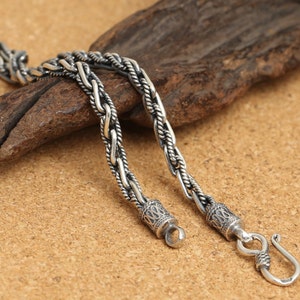 925 Sterling Silver Braided Rope Necklace Silver Statement - Etsy