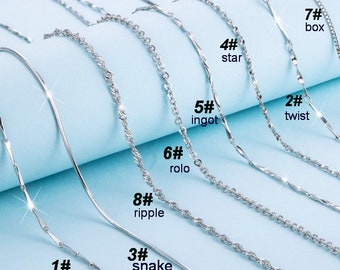 925 Solid Sterling Silver Necklace 16&quot; 18&quot; Silver Chains Silver Curb Chains, Silver Cable Chain, Rojo Chain Clavicle Chain 18/20/21/22ga