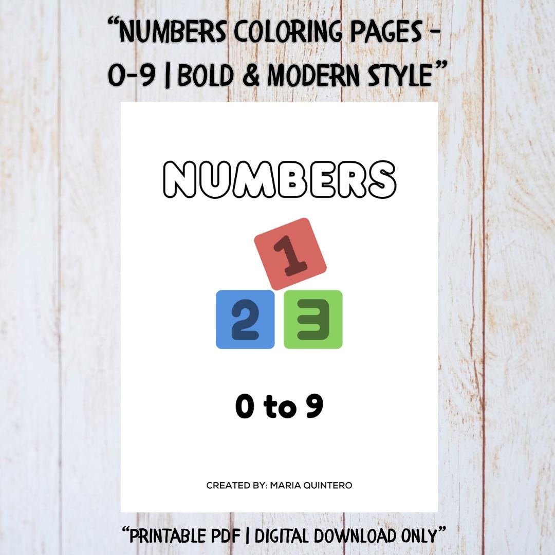 Bold Numbers Coloring Pages – Numbers 0–9 | Modern Printable for ...