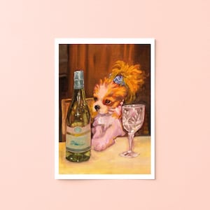 Dog Art Print, Whimsical Dog Painting Poster, Funny Pet Wall Art, Small Dog Artwork, Gift for Dog Lovers, Playful Home Decor image 1