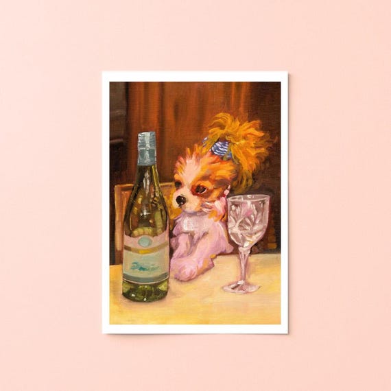 Dog Art Print, Whimsical Dog Painting Poster, Funny Pet Wall Art, Small Dog Artwork, Gift for Dog Lovers, Playful Home Decor