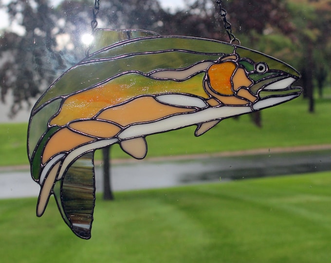 Rainbow Trout Stained Glass Suncatcher Etsy