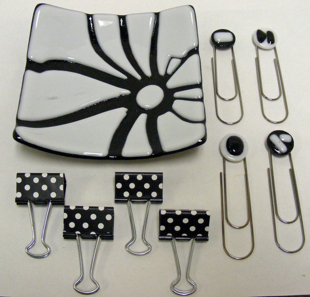 Fused Glass Dish Desk Accessories Curved 5 1/2 inch square Etsy