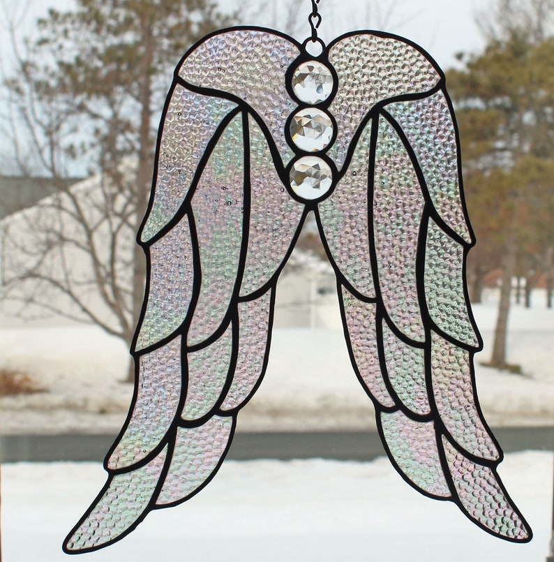 Stained Glass Angel Wings 11-12 inches tall