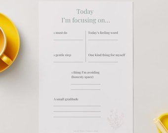 Soft Daily Planner Printable | Gentle Reset Page for Overwhelmed Minds | Minimal A4 PDF Download