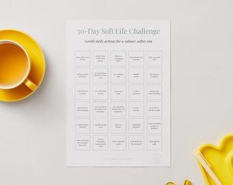 30-Day Soft Life Challenge | Gentle Daily Reset Printable | Minimalist Aesthetic Self-Care Chart | Calm Morning Routine PDF | A4 & US Letter
