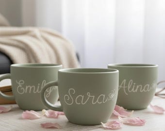 Personalized Ceramic Mug, Custom Name Coffee Cup for Bridesmaid and Birthday Gift