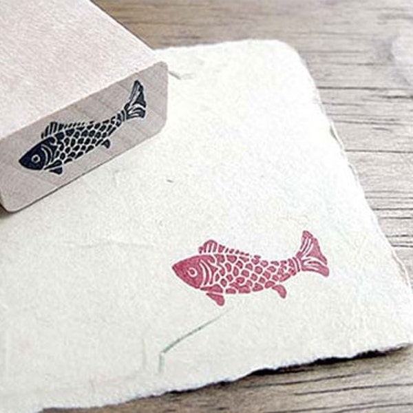 Oriental Good Luck Fish Rubber Stamp