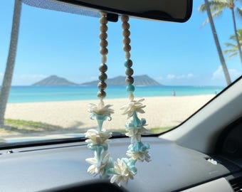 Collar de flores de arcilla para coche Lanikai Daydream • Amuleto para espejo retrovisor con forma de flor de arcilla